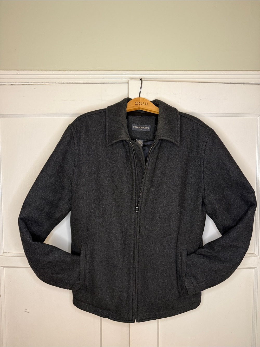 Banana Republic Dark Gray Wool Zip-Up Jacket size M